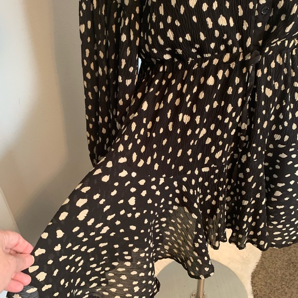 A-Line Dress By Together polka dot Black Gauzy Romantic Flouncy whimsigoth Sz M - Picture 7 of 16